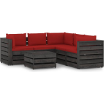 Vidaxl 6-delige Loungeset Met Kussens Geïmpregneerd Hout - Rood