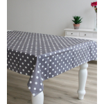 Bellatio Design Tafelzeil/tafelkleed Met Witte Stippen 140 X 250 Cm - Tuintafelkleed - Tafeldecoratie Met Stipjes Print - Grijs