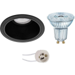 Osram - Led Spot Set - Parathom Par16 930 36d - Pragmi Minko Pro - Gu10 Fitting - Dimbaar - Inbouw Rond - Mat - - Zwart