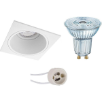 Osram - Led Spot Set - Parathom Par16 930 36d - Pragmi Minko Pro - Gu10 Fitting - Dimbaar - Inbouw Vierkant - Mat - - Wit