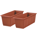 Geli Set Van 2x Stuks Plantenbakken Terracotta Rechthoekig 40 X 17,5 X 14,5 Cm - Bloembakken/plantenbakken Voor Binnen/buiten - Bruin