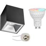 Mi-light - Opbouwspot Set Gu10 - Smart Led - Wifi Led - Slimme Led - 4w - Rgb+cct - Aanpasbare Kleur - Dimbaar - Pragmi - Zwart