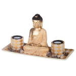 Boeddha Beeld Met Waxinelichthouders 31 Cm - Boeddha Beeldjes Voor Binnen Gebruik