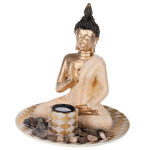 Boeddha Beeld Met Waxinelichthouder 25 Cm - Boeddha Beeldjes Voor Binnen Gebruik - Goud
