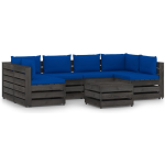 Vidaxl 7-delige Loungeset Met Kussens Geïmpregneerd Hout - Blauw