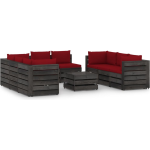 Vidaxl 9-delige Loungeset Met Kussens Geïmpregneerd Hout - Rood