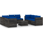 Vidaxl 9-delige Loungeset Met Kussens Geïmpregneerd Hout - Blauw