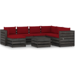 Vidaxl 8-delige Loungeset Met Kussens Geïmpregneerd Hout - Rood