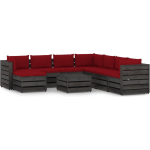 Vidaxl 9-delige Loungeset Met Kussens Geïmpregneerd Hout - Rood