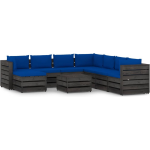 Vidaxl 9-delige Loungeset Met Kussens Geïmpregneerd Hout - Blauw