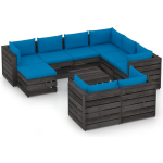 Vidaxl 10-delige Loungeset Met Kussens Geïmpregneerd Hout - Blauw