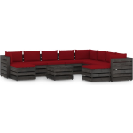 Vidaxl 11-delige Loungeset Met Kussens Geïmpregneerd Hout - Rood