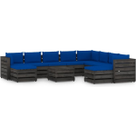 Vidaxl 11-delige Loungeset Met Kussens Geïmpregneerd Hout - Blauw