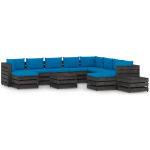 Vidaxl 12-delige Loungeset Met Kussens Geïmpregneerd Hout - Blauw