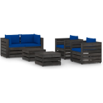 Vidaxl 6-delige Loungeset Met Kussens Geïmpregneerd Hout - Blauw