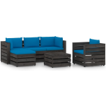 Vidaxl 6-delige Loungeset Met Kussens Geïmpregneerd Hout - Blauw