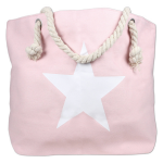 Strandtas Met Ster 37 X 54 Cm - Strandshoppers/boodschappentassen Van Polyester - Roze