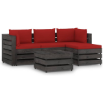 Vidaxl 5-delige Loungeset Met Kussens Geïmpregneerd Hout - Rood