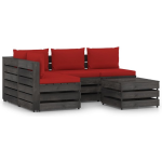 Vidaxl 5-delige Loungeset Met Kussens Geïmpregneerd Hout - Rood