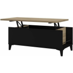 Salontafel Met Liftblad - Eiken En Decor - L 100 X D 50/72 X H 42/55 Cm - Zwart