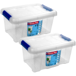 2x Opbergboxen/opbergdozen Met Deksel 5 Liter Kunststof Transparant/ - 29 X 20 X 15 Cm - Opbergbakken - Blauw