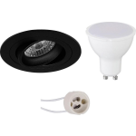 BES LED Led Spot Set - Pragmi Alpin Pro - Gu10 Fitting - Inbouw Rond - Mat - 4w - Warm Wit 3000k - Kantelbaar Ø92mm - Zwart