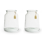 Bellatio Decorations 2x Stuks Transparante Eco Taps Toelopende Bloemen/boeket Vaas/vazen Van Glas 30 X 17 Cm