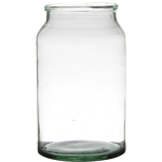 Bellatio Design Bloemenvaas Van Gerecycled Glas Met Hoogte 30 Cm En Diameter 18 Cm - Glazen Transparante Vazen