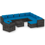 Vidaxl 12-delige Loungeset Met Kussens Geïmpregneerd Hout - Blauw