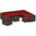 Vidaxl 12-delige Loungeset Met Kussens Geïmpregneerd Hout - Rood