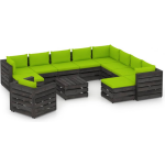 Vidaxl 12-delige Loungeset Met Kussens Geïmpregneerd Hout - Groen