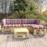 Vidaxl 4-delige Loungeset Pallet Met Kussens Geïmpregneerd Hout - Groen