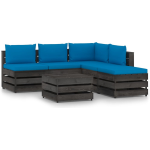 Vidaxl 6-delige Loungeset Met Kussens Geïmpregneerd Hout - Blauw