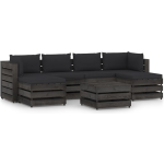 Vidaxl 7-delige Loungeset Met Kussens Geïmpregneerd Hout - Negro