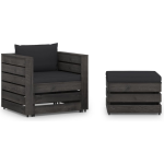 Vidaxl 2-delige Loungeset Met Kussens Geïmpregneerd Hout - Negro