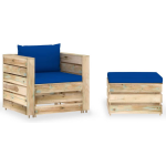 Vidaxl 2-delige Loungeset Met Kussens Geïmpregneerd Hout - Blauw