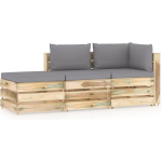 Vidaxl 3-delige Loungeset Met Kussens Geïmpregneerd Hout - Gris