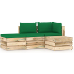 Vidaxl 4-delige Loungeset Met Kussens Geïmpregneerd Hout - Groen