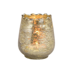 Bellatio Design Glazen Design Windlicht/kaarsenhouder In De Kleur Champagne Met Formaat 8 X 9 X 8 Cm. Voor Waxinelichtjes - Goud