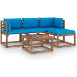 Vidaxl 5-delige Loungeset Met Lichte Kussens - Blauw