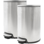 Cosy&Trendy 2x Stuks Vuilnisbakken/pedaalemmers Zilver 12 Liter 35 Cm Rvs - Afvalemmers - Prullenbakken - Silver