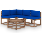 Vidaxl 5-delige Loungeset Mete Kussens - Blauw