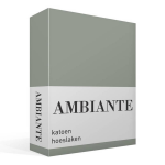 AMBIANTE Cotton Uni Hoeslaken - 100% Katoen - 1-persoons (80x200 Cm) - Green - Groen
