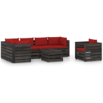 Vidaxl 7-delige Loungeset Met Kussens Geïmpregneerd Hout - Rood