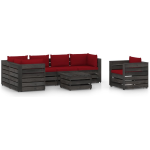 Vidaxl 7-delige Loungeset Met Kussens Geïmpregneerd Hout - Rood