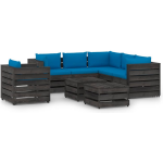 Vidaxl 8-delige Loungeset Met Kussens Geïmpregneerd Hout - Blauw