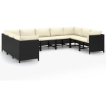 Vidaxl 9-delige Loungeset Met Kussens Poly Rattan - Zwart