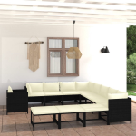 Vidaxl 12-delige Loungeset Met Kussens Poly Rattan - Negro