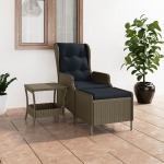 Vidaxl 2-delige Loungeset Met Kussens Poly Rattan - Bruin