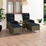 Vidaxl 3-delige Loungeset Met Kussens Poly Rattan - Bruin
